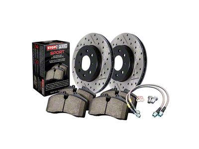 StopTech Sport Axle Drilled and Slotted 6-Lug Brake Rotor and Pad Kit; Front (10-11 F-150 Raptor)