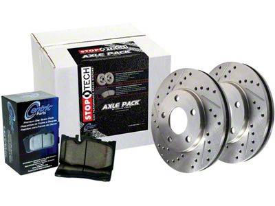 StopTech Sport Axle Slotted 6-Lug Brake Rotor and Pad Kit; Front and Rear (10-11 F-150 Raptor)