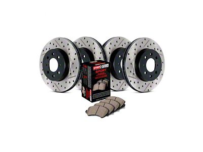 StopTech Sport Axle Slotted and Drilled 6-Lug Brake Rotor and Pad Kit; Front and Rear (2009 F-150)