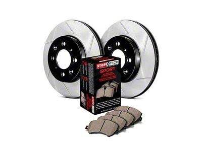 StopTech Sport Axle Slotted 8-Lug Brake Rotor and Pad Kit; Rear (11-12 2WD F-250 Super Duty)