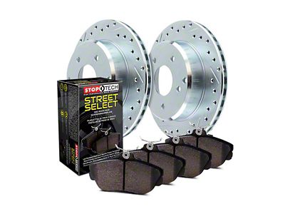 StopTech Sport Axle Drilled and Slotted 8-Lug Brake Rotor and Pad Kit; Front (11-10/21/12 4WD F-350 Super Duty DRW)