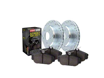 StopTech Sport Axle Drilled and Slotted 8-Lug Brake Rotor and Pad Kit; Front (11-12 4WD F-350 Super Duty SRW)