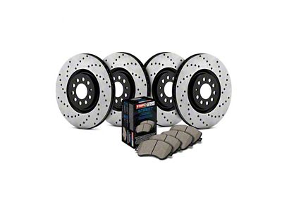 StopTech Street Axle Drilled 8-Lug Brake Rotor and Pad Kit; Front and Rear (11-12 F-350 Super Duty SRW)