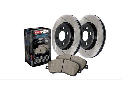 StopTech Street Axle Drilled 8-Lug Brake Rotor and Pad Kit; Front and Rear (11-12 4WD F-350 Super Duty SRW)