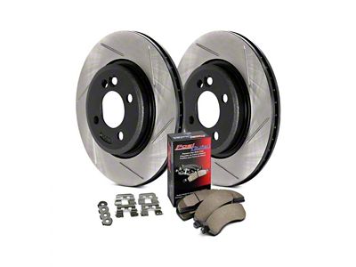 StopTech Street Axle Slotted 8-Lug Brake Rotor and Pad Kit; Rear (11-10/21/12 4WD F-350 Super Duty DRW)