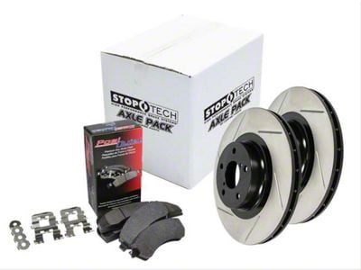 StopTech Street Axle Slotted 5-Lug Brake Rotor and Pad Kit; Front (02-05 RAM 1500, Excluding SRT-10)