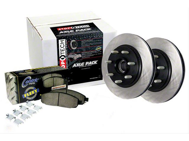 StopTech Truck Axle Slotted 5-Lug Brake Rotor and Pad Kit; Rear (02-18 RAM 1500, Excluding SRT-10 & Mega Cab)