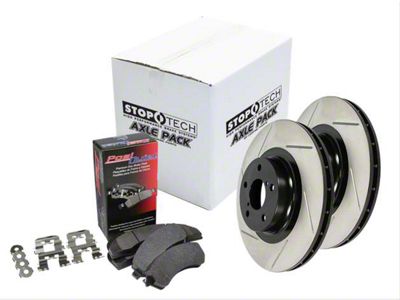 StopTech Street Axle Slotted 8-Lug Brake Rotor and Pad Kit; Front (03-08 RAM 3500)