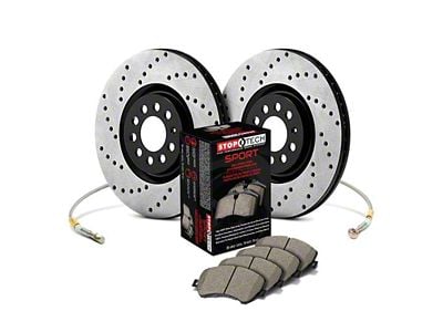 StopTech Sport Axle Drilled 6-Lug Brake Rotor and Pad Kit; Front (05-06 Sierra 1500 w/ Rear Drum Brakes)