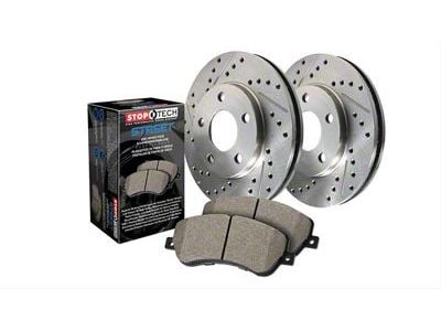 StopTech Sport Axle Drilled and Slotted 6-Lug Brake Rotor and Pad Kit; Front and Rear (07-13 Sierra 1500 w/ Rear Disc Brakes)