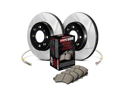 StopTech Sport Axle Slotted 6-Lug Brake Rotor and Pad Kit; Front (05-06 Sierra 1500 w/ Rear Drum Brakes)