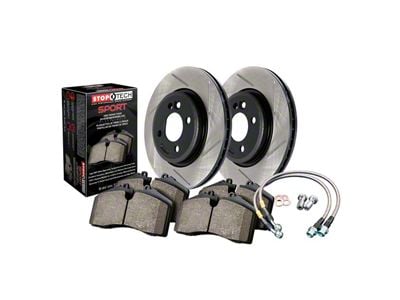 StopTech Sport Axle Slotted 8-Lug Brake Rotor and Pad Kit; Front (07-10 Sierra 2500 HD)