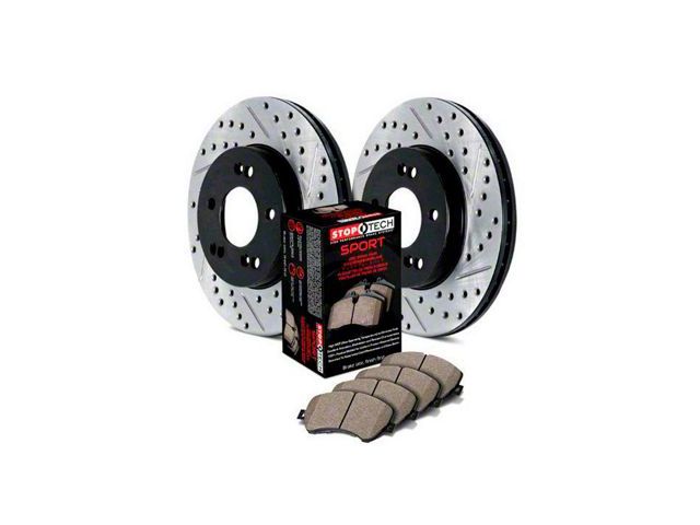 StopTech Sport Axle Slotted and Drilled 8-Lug Brake Rotor and Pad Kit; Front (12-19 Sierra 3500 HD)