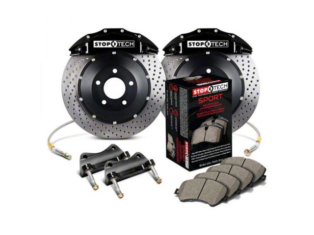 StopTech ST-60 Performance Drilled 2-Piece Front Big Brake Kit with 380x32mm Rotors; Black Calipers (99-06 Silverado 1500)