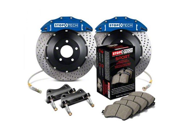 StopTech ST-60 Performance Drilled 2-Piece Front Big Brake Kit with 380x32mm Rotors; Blue Calipers (99-06 Silverado 1500)