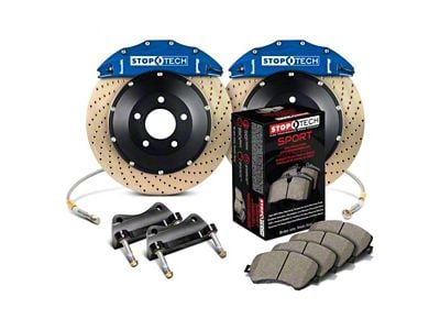 StopTech ST-60 Performance Drilled Coated 2-Piece Front Big Brake Kit with 380x32mm Rotors; Blue Calipers (99-06 Silverado 1500)
