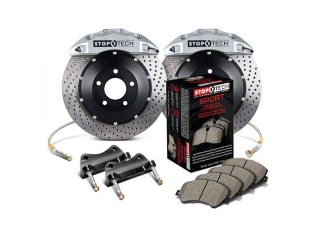 StopTech ST-60 Performance Drilled 2-Piece Front Big Brake Kit with 380x32mm Rotors; Silver Calipers (99-06 Silverado 1500)