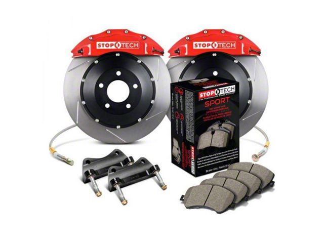 StopTech ST-60 Performance Slotted 2-Piece Front Big Brake Kit with 380x32mm Rotors; Red Calipers (99-06 Silverado 1500)