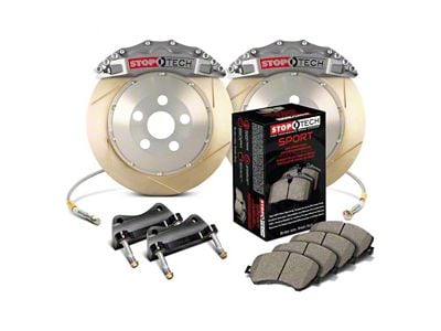 StopTech ST-60 Trophy Sport Slotted Coated 2-Piece Front Big Brake Kit with 380x32mm Rotors; Silver Calipers (99-06 Silverado 1500)