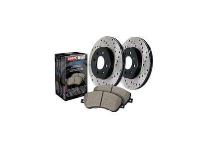 StopTech Street Axle Drilled 8-Lug Brake Rotor and Pad Kit; Rear (2016 Silverado 3500 HD SRW)