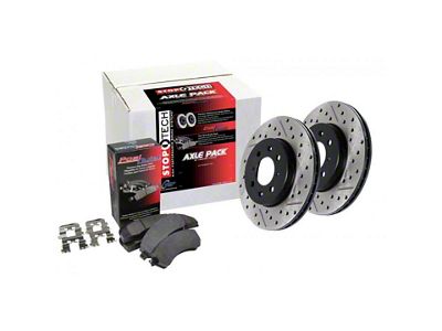 StopTech Street Axle Drilled and Slotted 8-Lug Brake Rotor and Pad Kit; Front and Rear (2016 Silverado 3500 HD SRW)