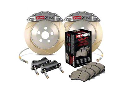 StopTech ST-60 Trophy Sport Slotted Coated 2-Piece Front Big Brake Kit; Silver Calipers (07-14 Tahoe)