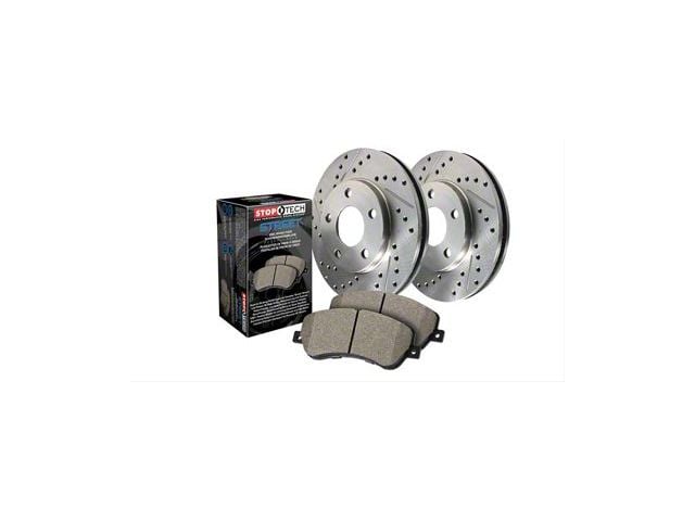 StopTech Sport Axle Drilled and Slotted 6-Lug Brake Rotor and Pad Kit; Front and Rear (09-20 Yukon)