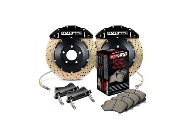 StopTech ST-60 Performance Drilled Coated 2-Piece Rear Big Brake Kit; Black Calipers (07-20 Yukon)