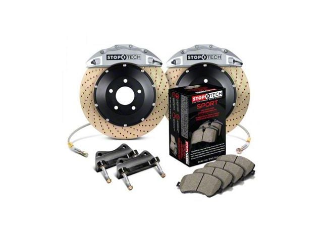 StopTech ST-60 Performance Drilled Coated 2-Piece Rear Big Brake Kit; Silver Calipers (07-20 Yukon)