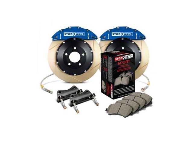 StopTech ST-60 Performance Slotted Coated 2-Piece Rear Big Brake Kit; Blue Calipers (07-20 Yukon)