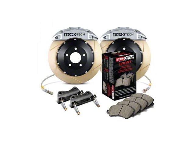StopTech ST-60 Performance Slotted Coated 2-Piece Rear Big Brake Kit; Silver Calipers (07-20 Yukon)