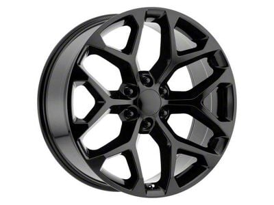 Strada OE Replica Snowflake All Gloss Black 6-Lug Wheel; 24x10; 31mm Offset (07-13 Silverado 1500)