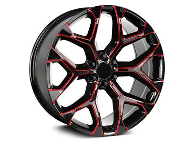 Strada OE Replica Snowflake Gloss Black Candy Red Milled 6-Lug Wheel; 24x10; 31mm Offset (14-18 Sierra 1500)