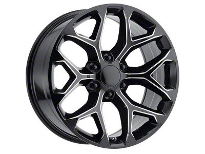 Strada OE Replica Snowflake Gloss Black Milled 6-Lug Wheel; 24x10; 31mm Offset (14-18 Sierra 1500)