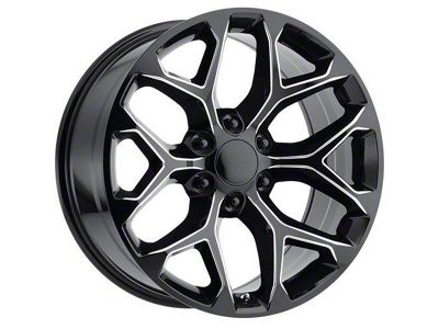 Strada OE Replica Snowflake Gloss Black Milled 6-Lug Wheel; 24x10; 31mm Offset (14-18 Silverado 1500)