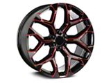 Strada OE Replica Snowflake Gloss Black Candy Red Milled 6-Lug Wheel; 22x9; 31mm Offset (15-20 Yukon)