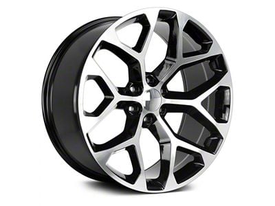 Strada OE Replica Snowflake Gloss Black Machined 6-Lug Wheel; 24x10; 31mm Offset (15-20 Yukon)