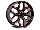 Strada OE Replica Snowflake Gloss Black Candy Red Milled 6-Lug Wheel; 22x9; 31mm Offset (19-25 Sierra 1500)