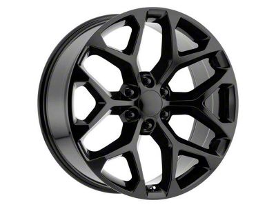 Strada OE Replica Snowflake All Gloss Black 6-Lug Wheel; 24x10; 31mm Offset (21-24 Yukon)