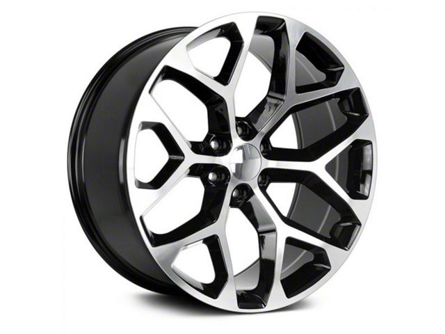 Strada OE Replica Snowflake Gloss Black Machined 6-Lug Wheel; 24x10; 31mm Offset (21-24 Yukon)