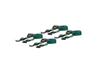 16-Foot Cargo Straps with S-Hooks; Dark Green; 300 lb.; Set of Four