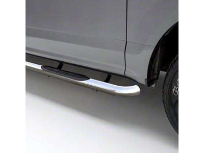 3-Inch Round Side Step Bars; Polished Stainless (17-25 F-250 Super Duty SuperCrew)