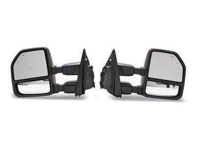 Powered Heated Towing Mirrors with Smoked Turn Signals; Black (17-22 F-250 Super Duty)