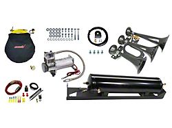 Direct Fit Onboard Air System and Model 230 Beast Triple Train Horn; Spare Tire Delete Mount (17-22 F-250 Super Duty)