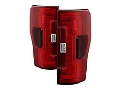 LED Tail Lights; Chrome Housing; Red/Clear Lens (17-19 F-250 Super Duty w/ Factory Halogen Tail Lights)