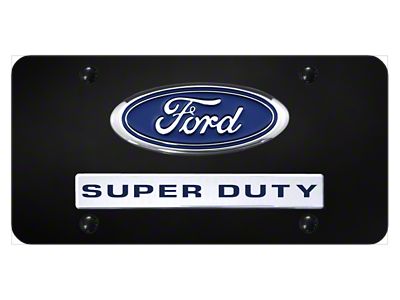 Dual Super Duty License Plate; Chrome on Black (Universal; Some Adaptation May Be Required)