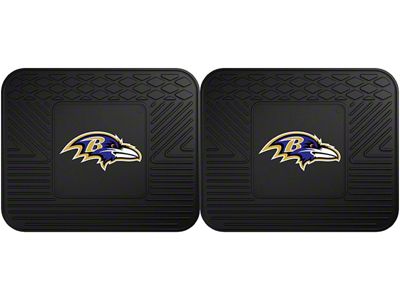 Molded Rear Floor Mats with Baltimore Ravens Logo (Universal; Some Adaptation May Be Required)