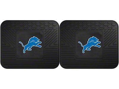 Molded Rear Floor Mats with Detroit Lions Logo (Universal; Some Adaptation May Be Required)