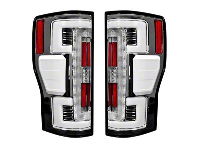OLED Tail Lights; Chrome Housing; Clear Lens (17-19 F-250 Super Duty w/ Factory LED Tail Lights)