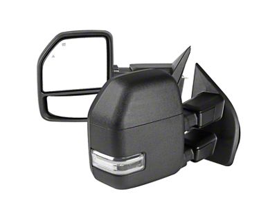Powered Heated Towing Mirrors with LED Turn Signals; Black (17-19 F-250 Super Duty)